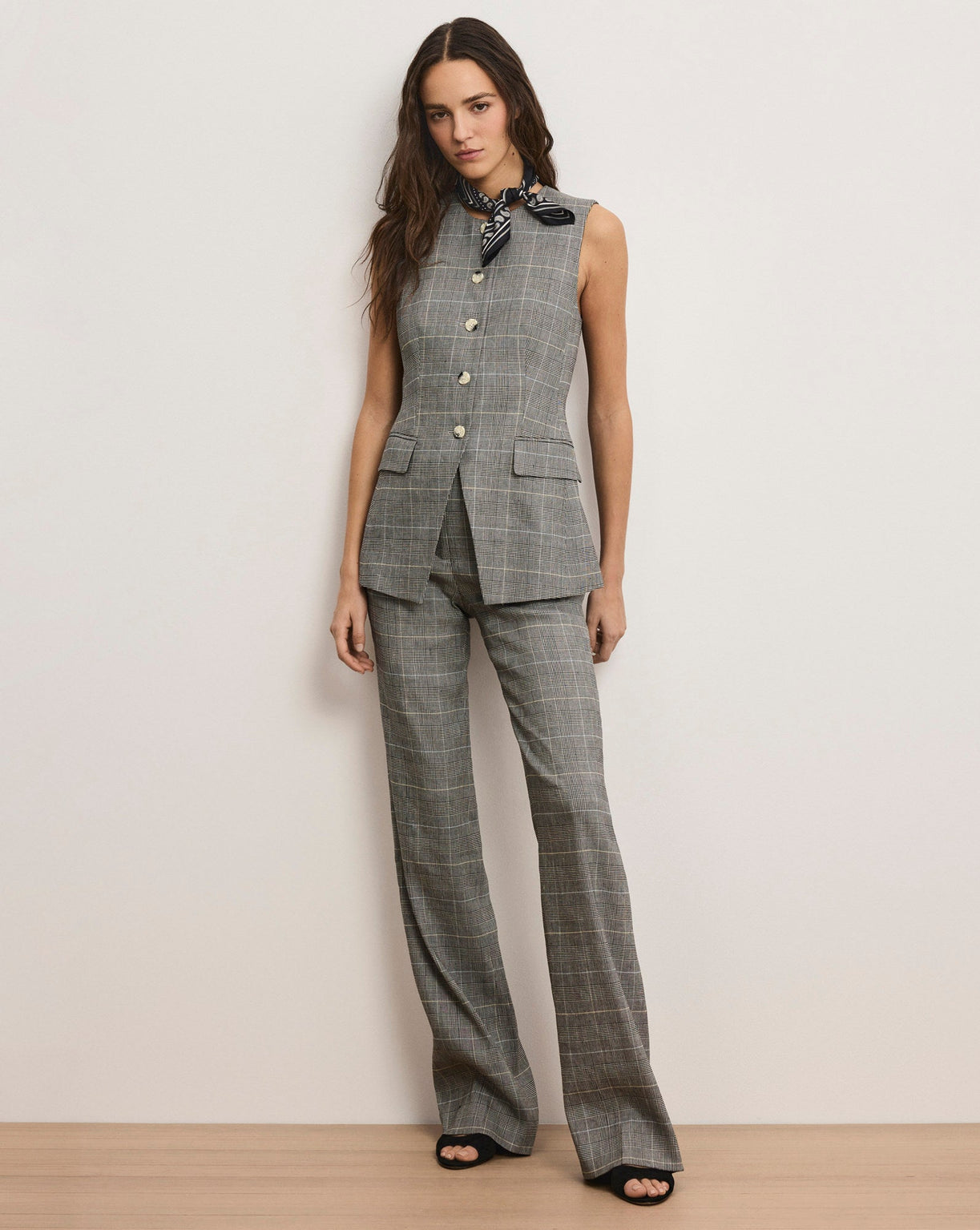 Jude Linen Wide-Leg Pant in Black Multi