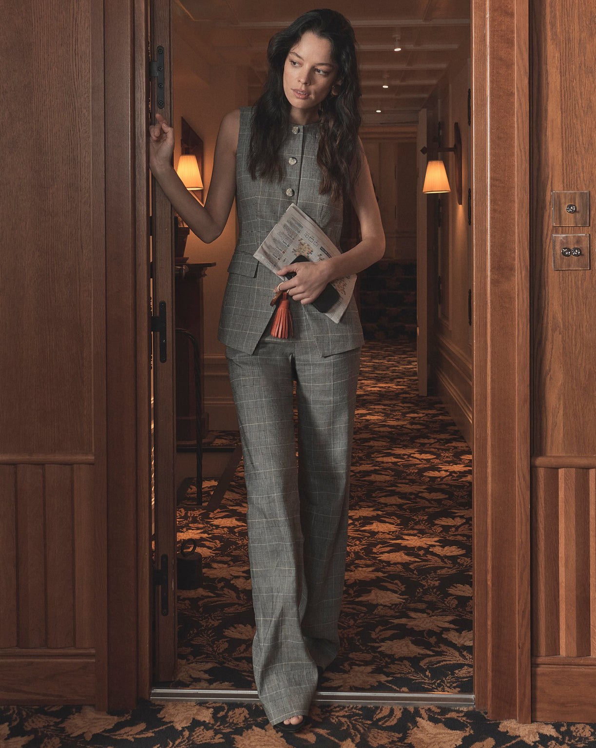 Jude Linen Wide-Leg Pant in Black Multi