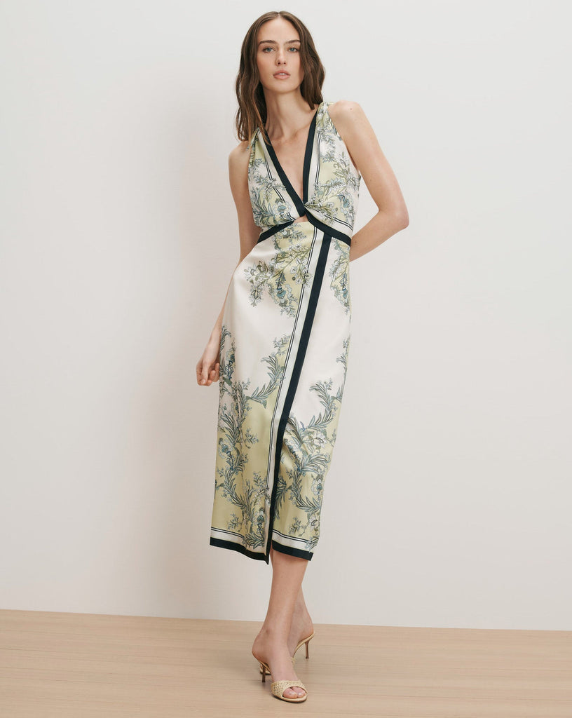 Kaliza Midi Dress in Light Pistachio Multi