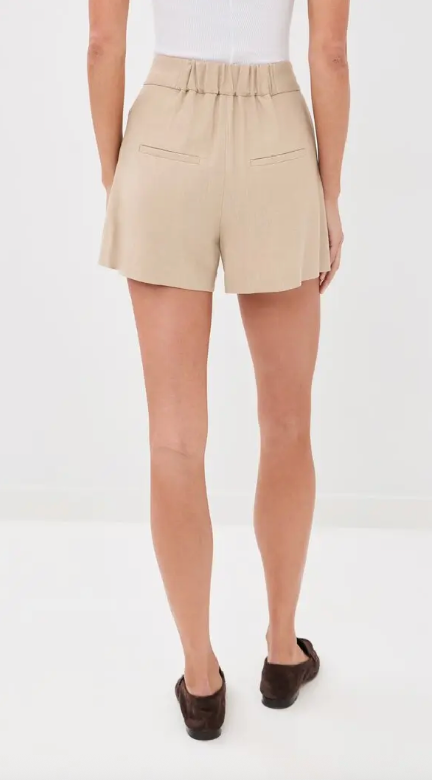 Marbeau Pleated Short in Stone Khaki