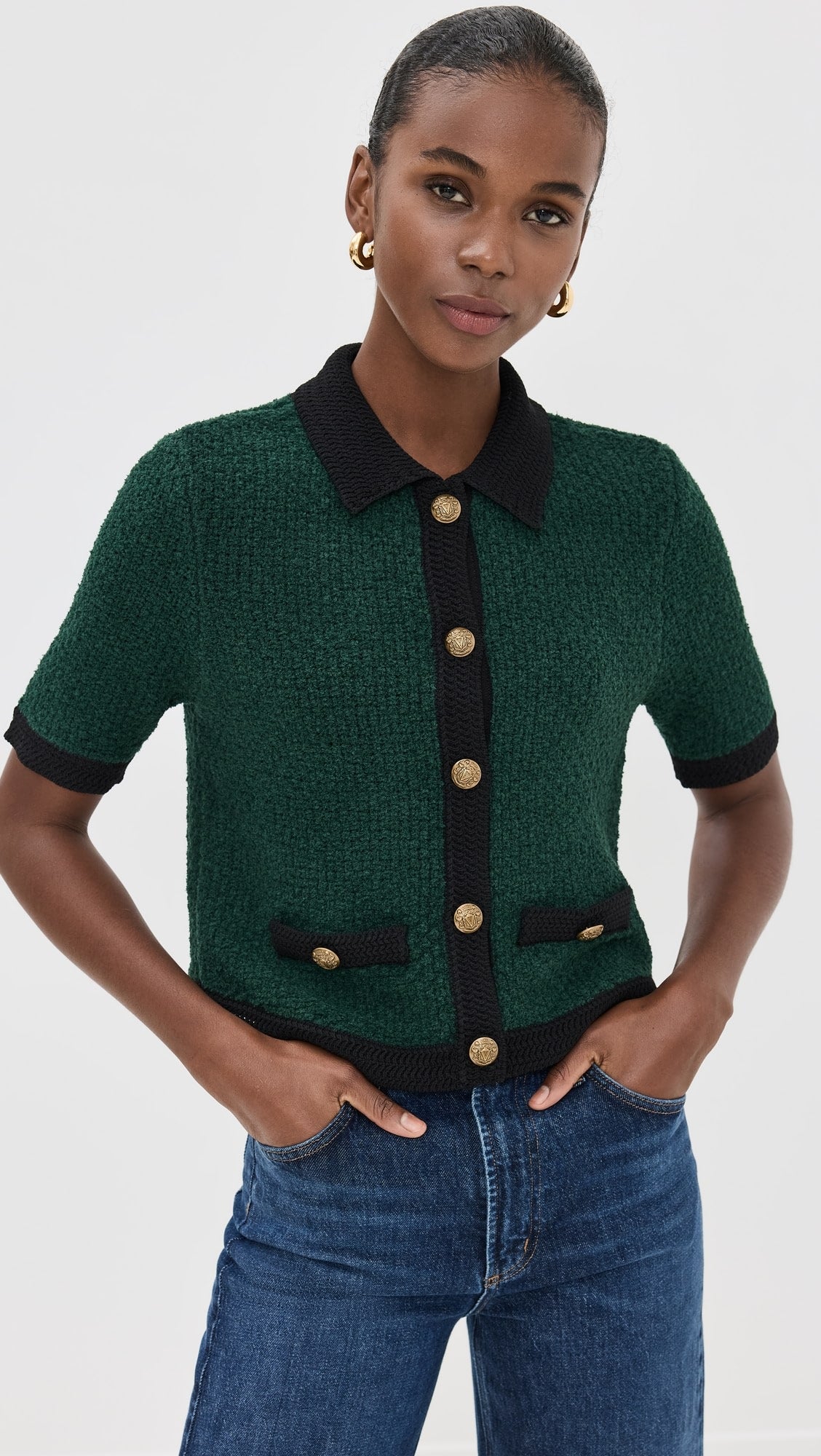 Marie Cardigan in Pine/Black