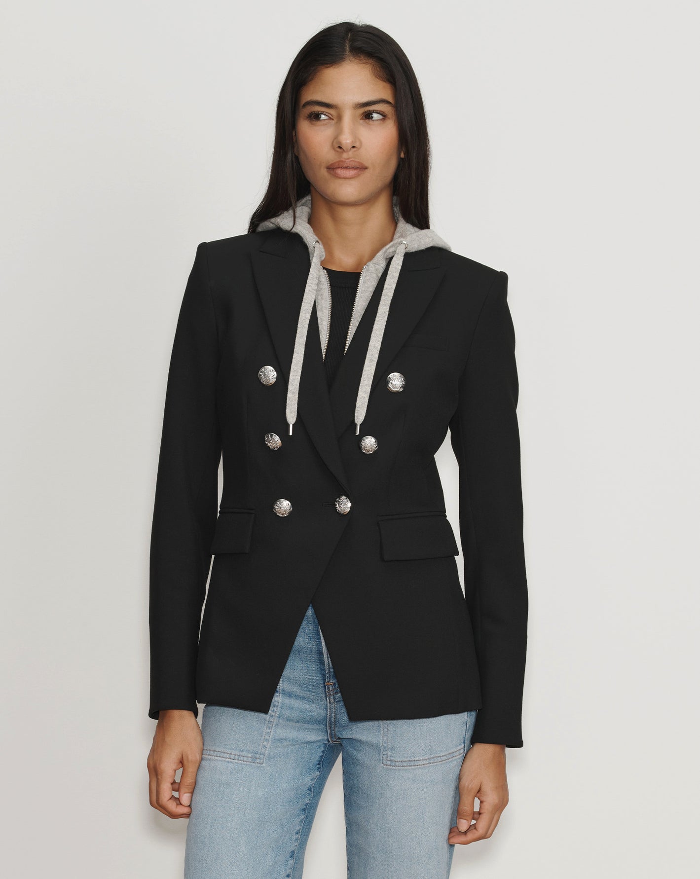 Miller Dickey Jacket in Black Silver Buttons