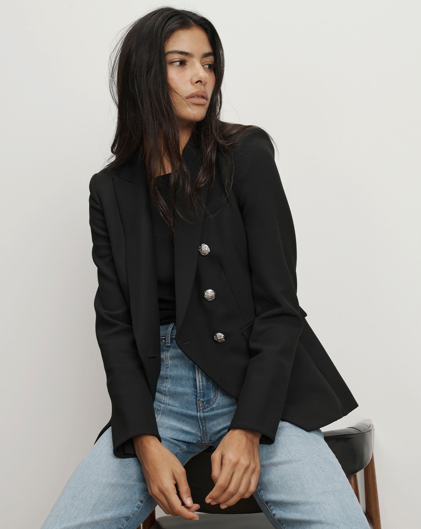Miller Dickey Jacket in Black Silver Buttons