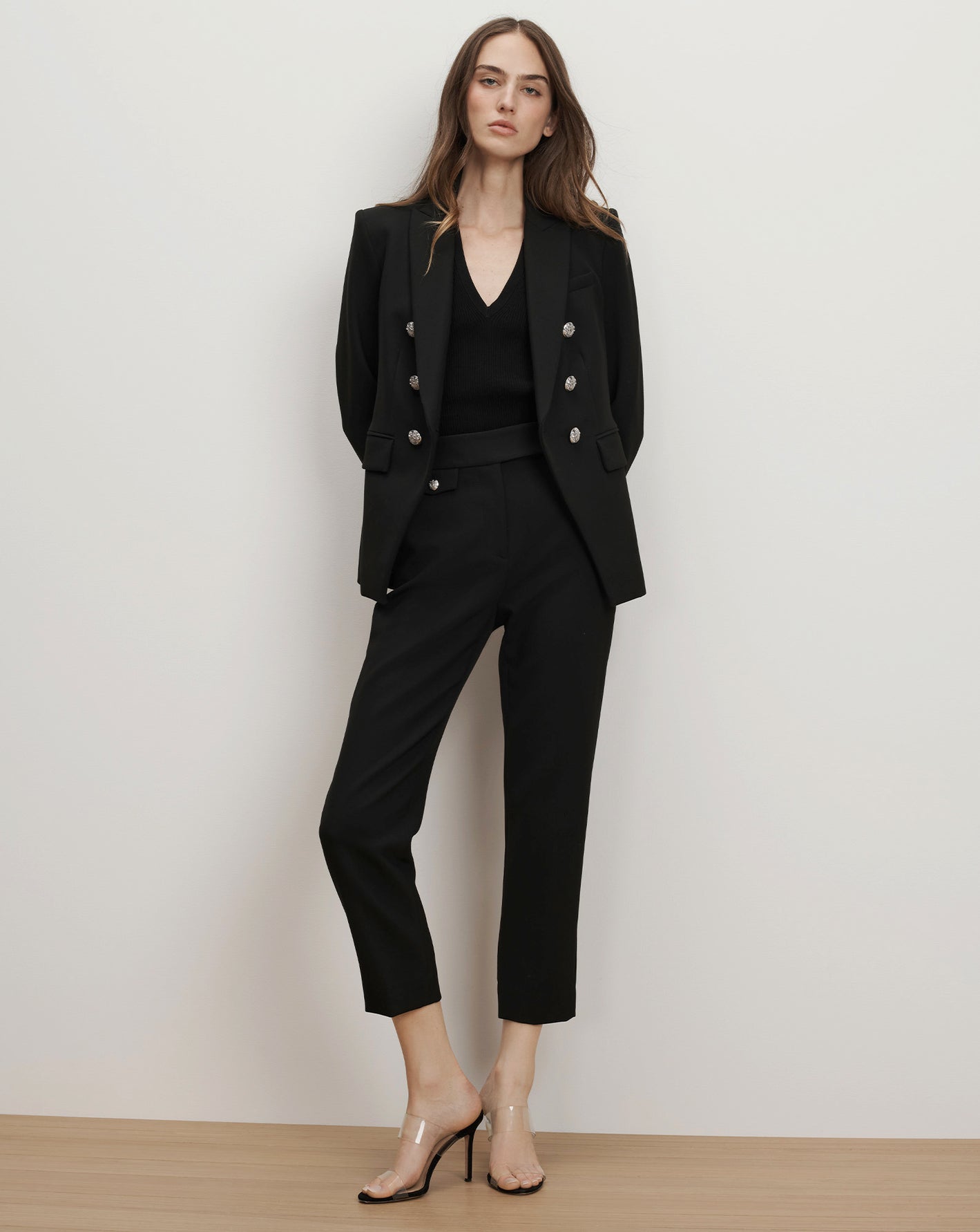 Miller Dickey Jacket in Black Silver Buttons
