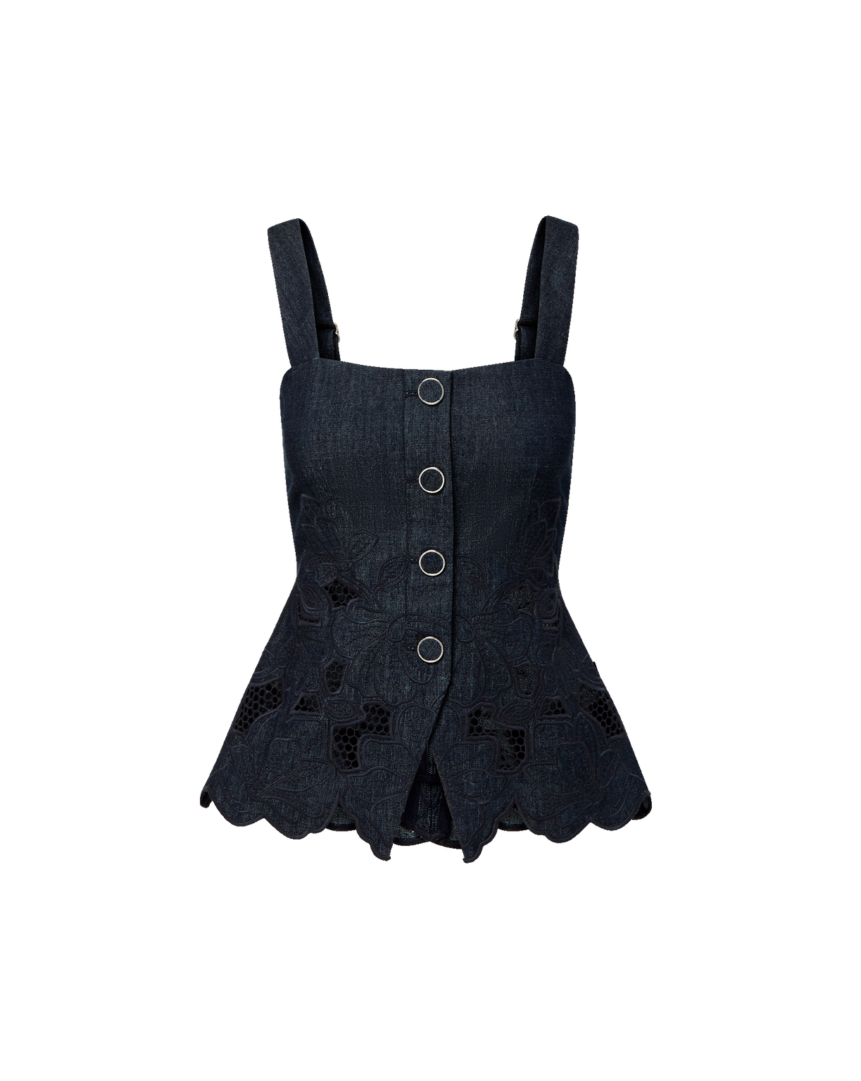 Mirielle Eyelet Tank Top in Indigo Rinse