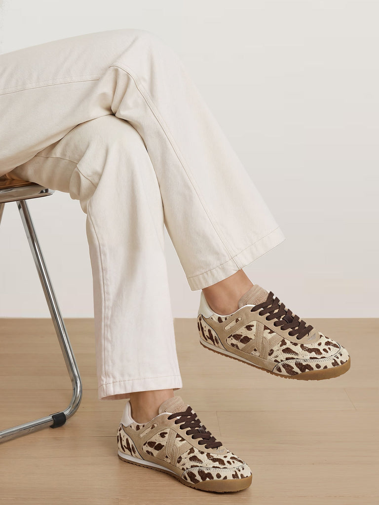 Natalia Calf Hair Sneaker in Sand/Brown Multi