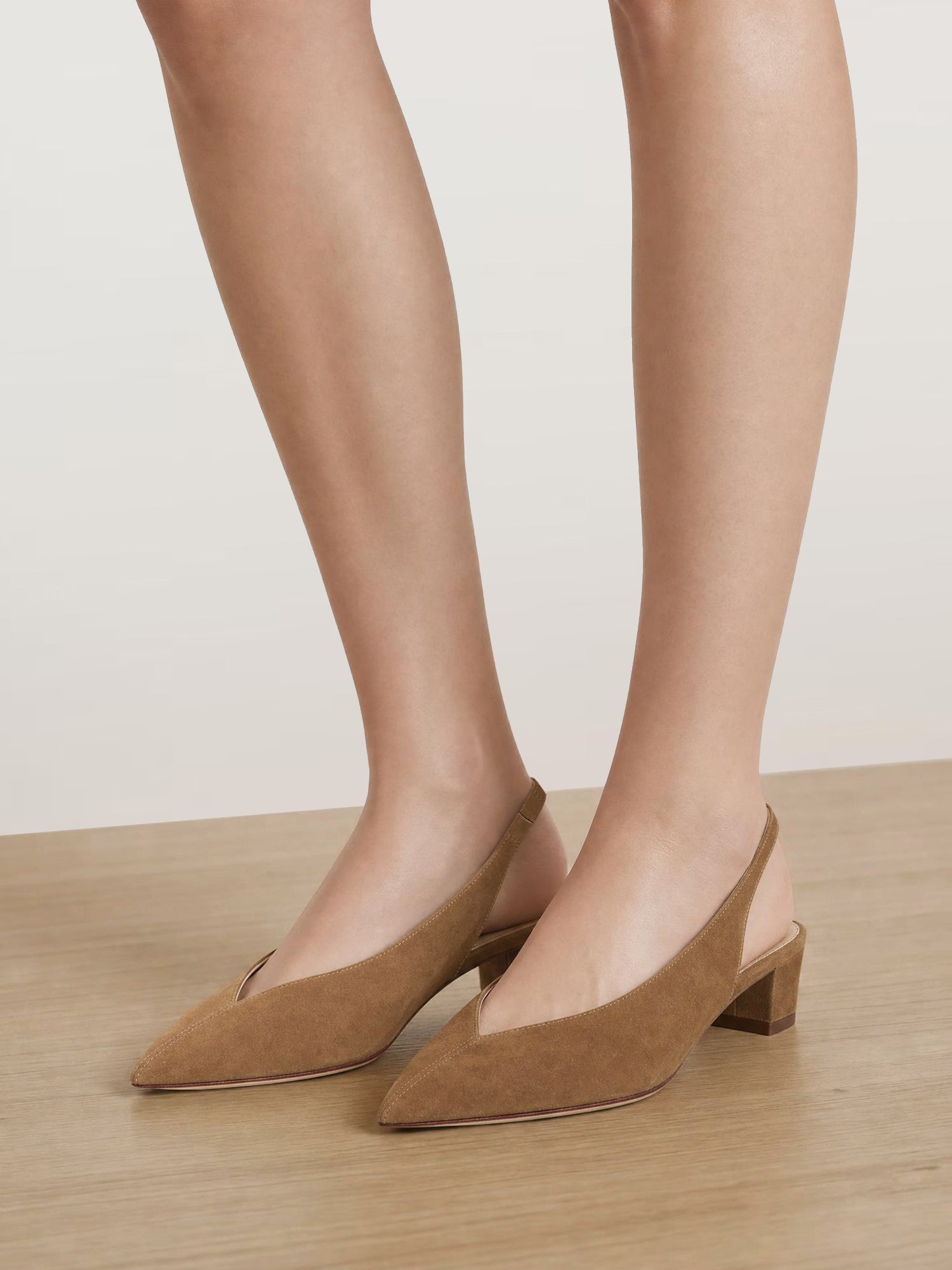 Pamela Slingback Heel in Chestnut Suede