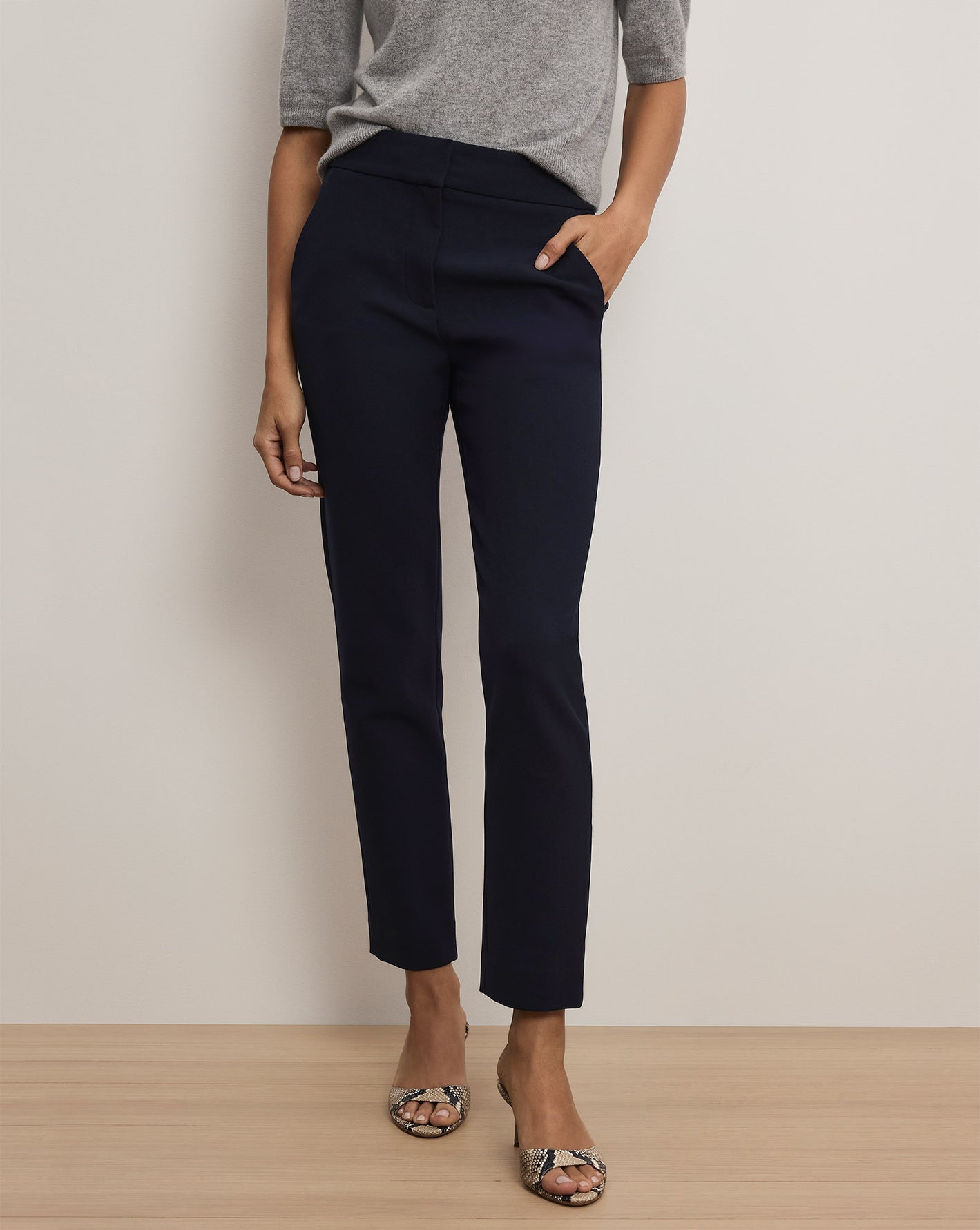Renzo Clean Waistband Pant in Navy