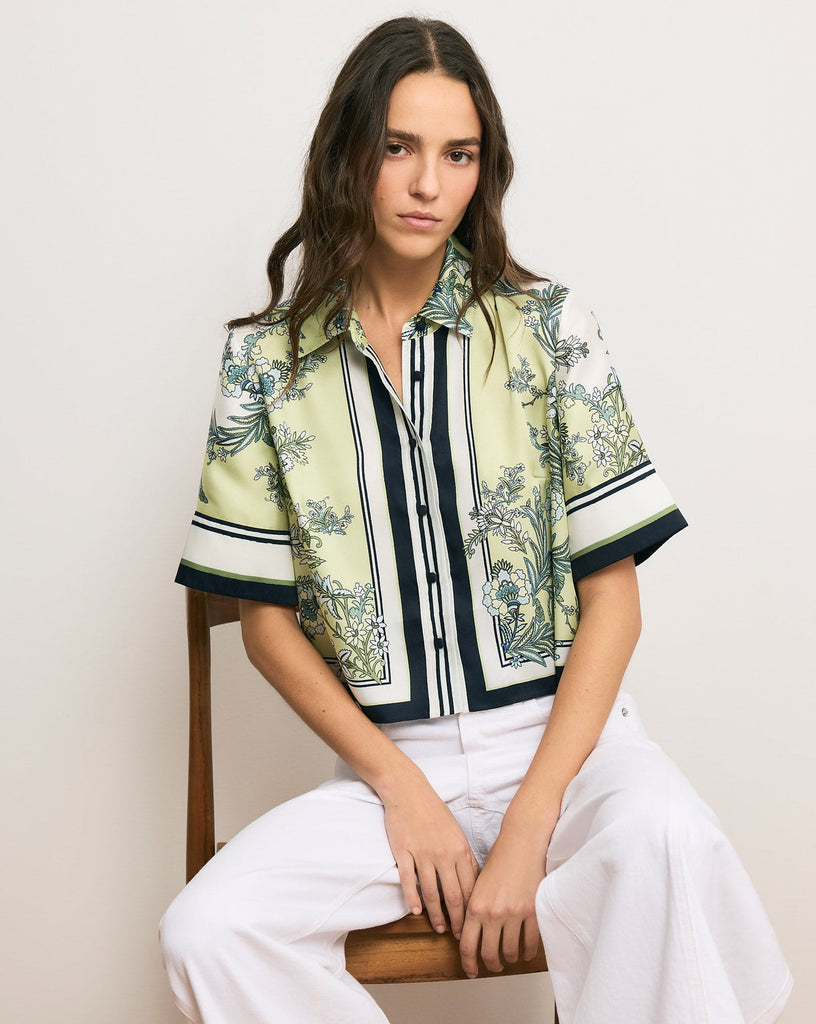 Spruce Button-Down Shirt in Light Pistachio Multi
