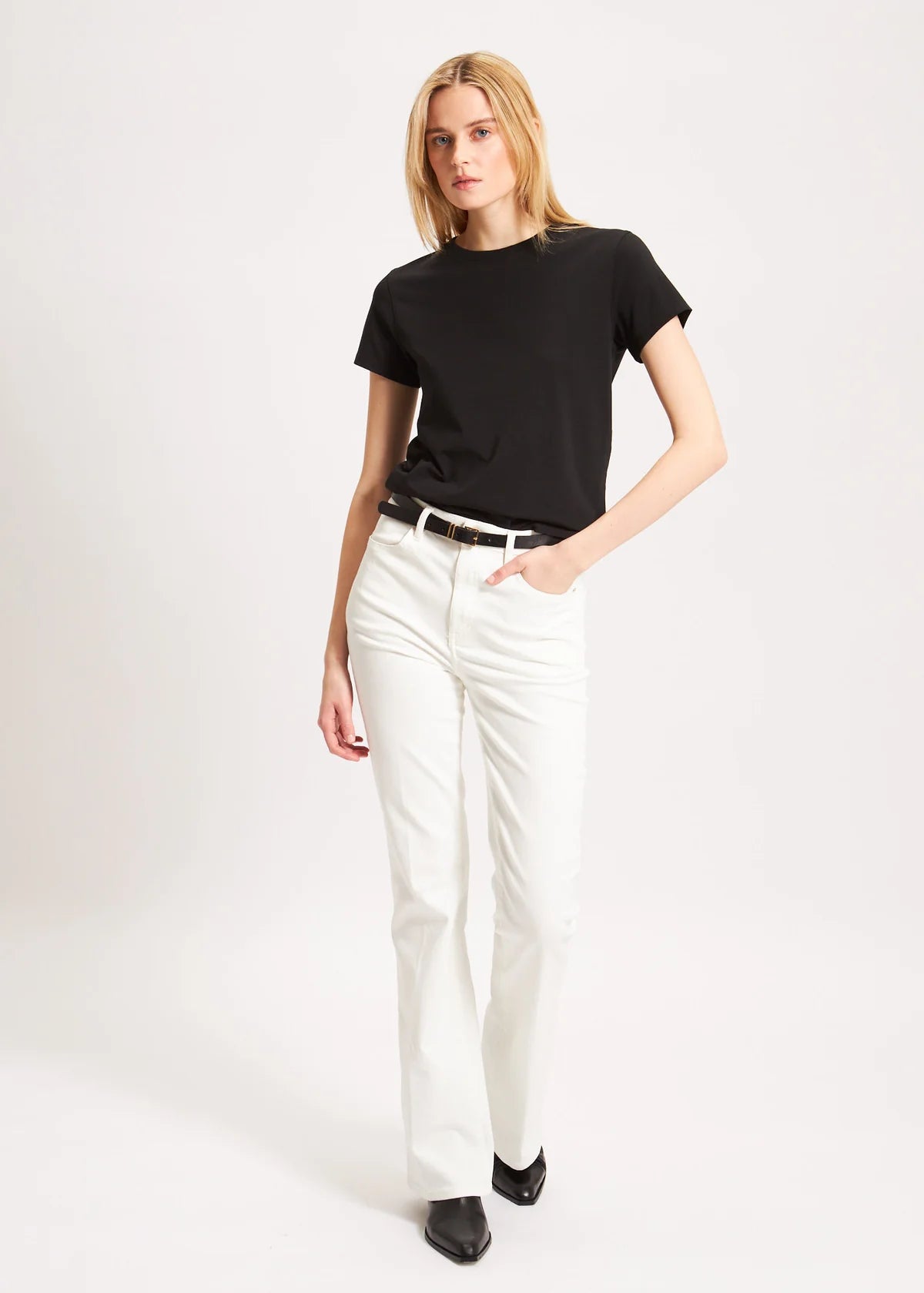 Pima Cotton Stretch Slim T-Shirt in Black