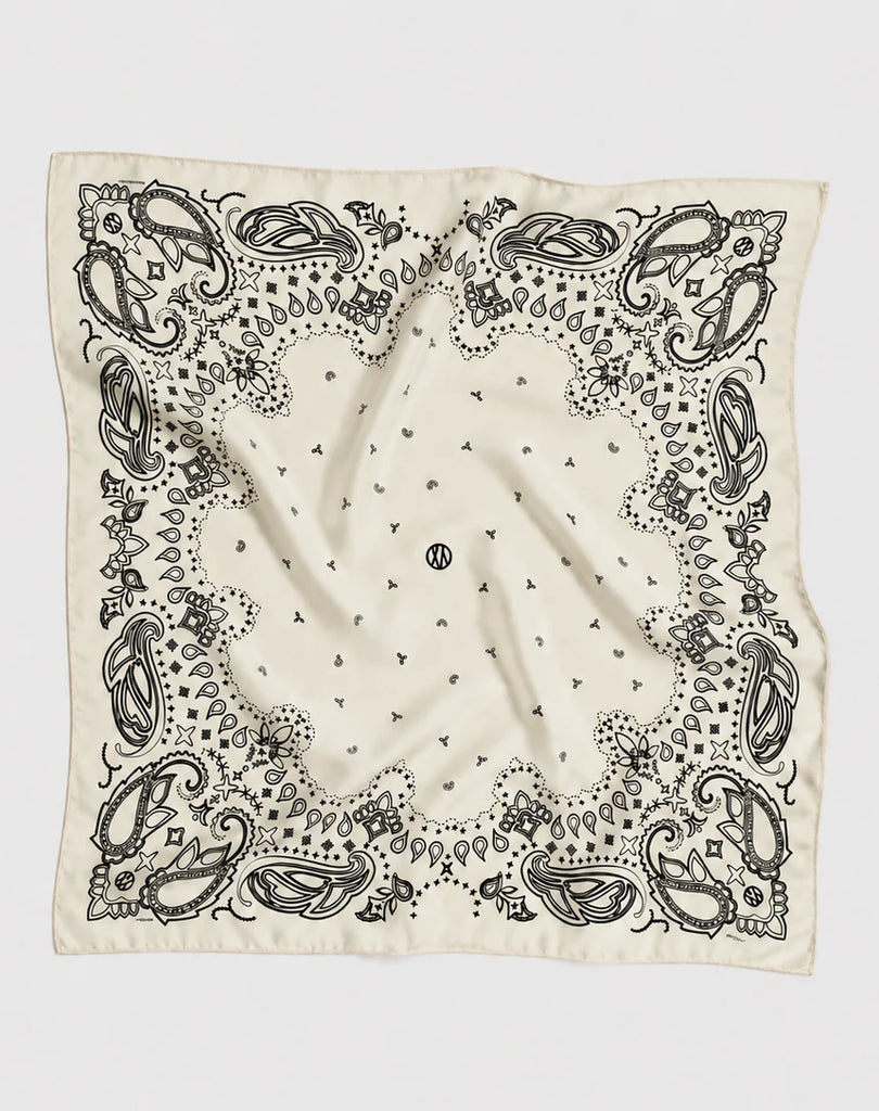 WOOL PAISLEY SCARF | WHITE & BLACK | 80 CM