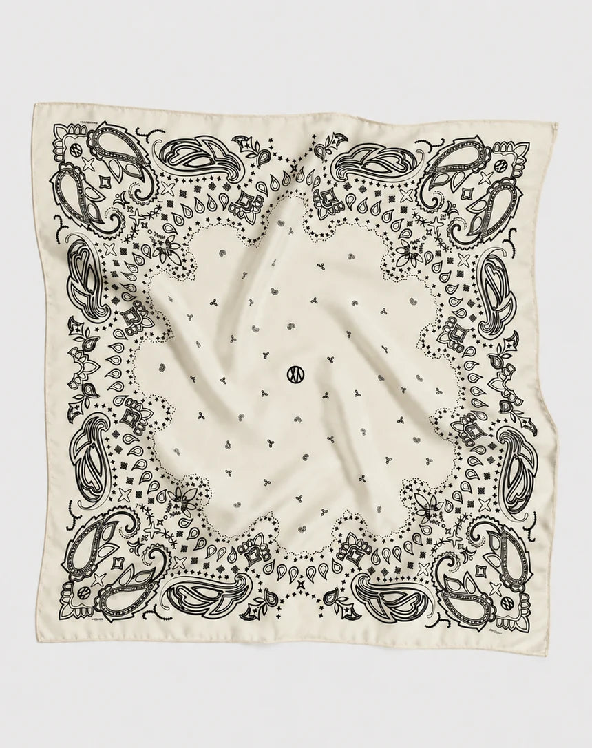 WOOL PAISLEY SCARF | WHITE & BLACK | 80 CM