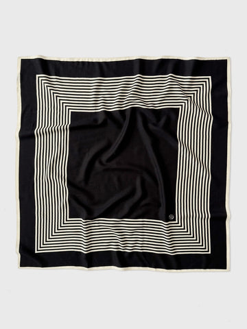 WOOL STRIPED SCARF | BLACK & CREAM | 90 CM