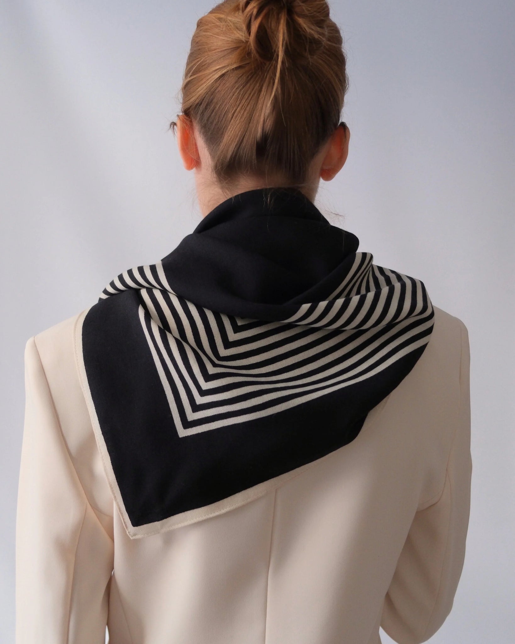 WOOL STRIPED SCARF | BLACK & CREAM | 90 CM