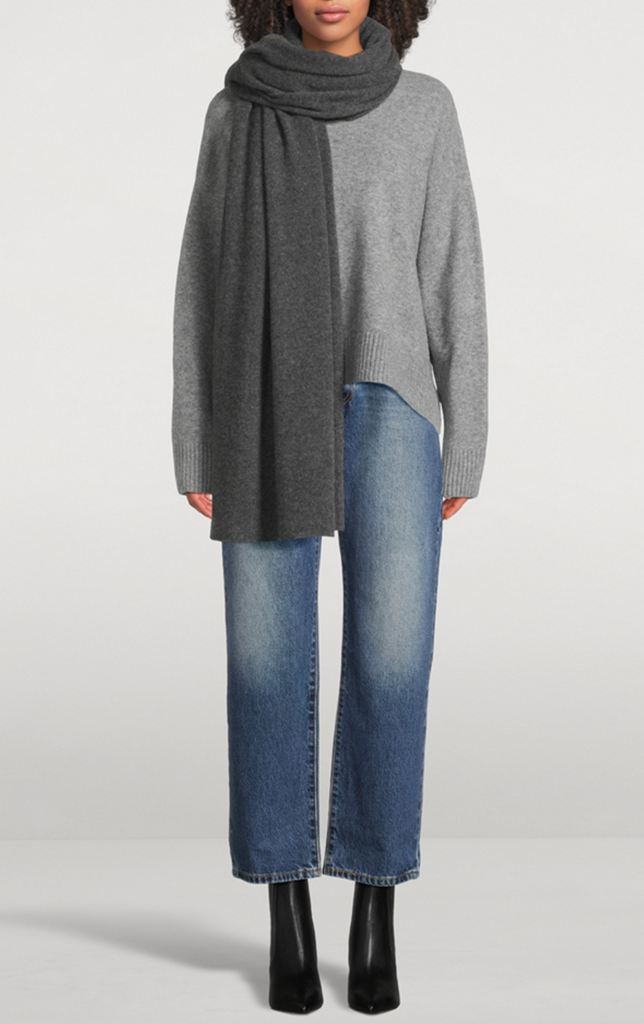 Cashmere Travel Wrap in Dark Slate Heather