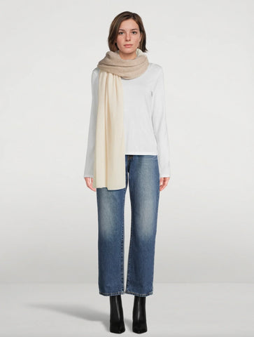Cashmere Colorblock Travel Wrap in Taupe/Natural