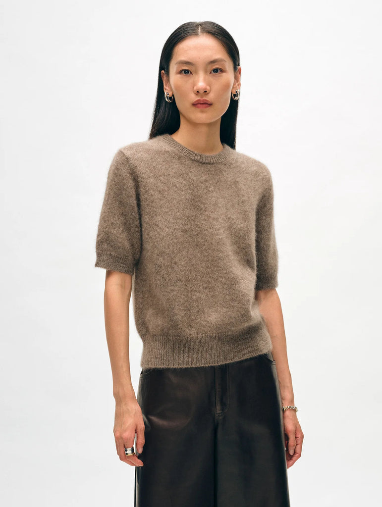 Brushed Cashmere Tee in Taupe