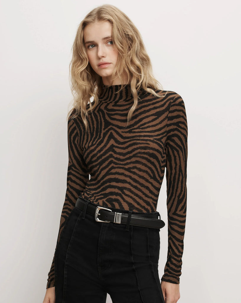 Wyeth Zebra Turtleneck Top in Ochre/Black