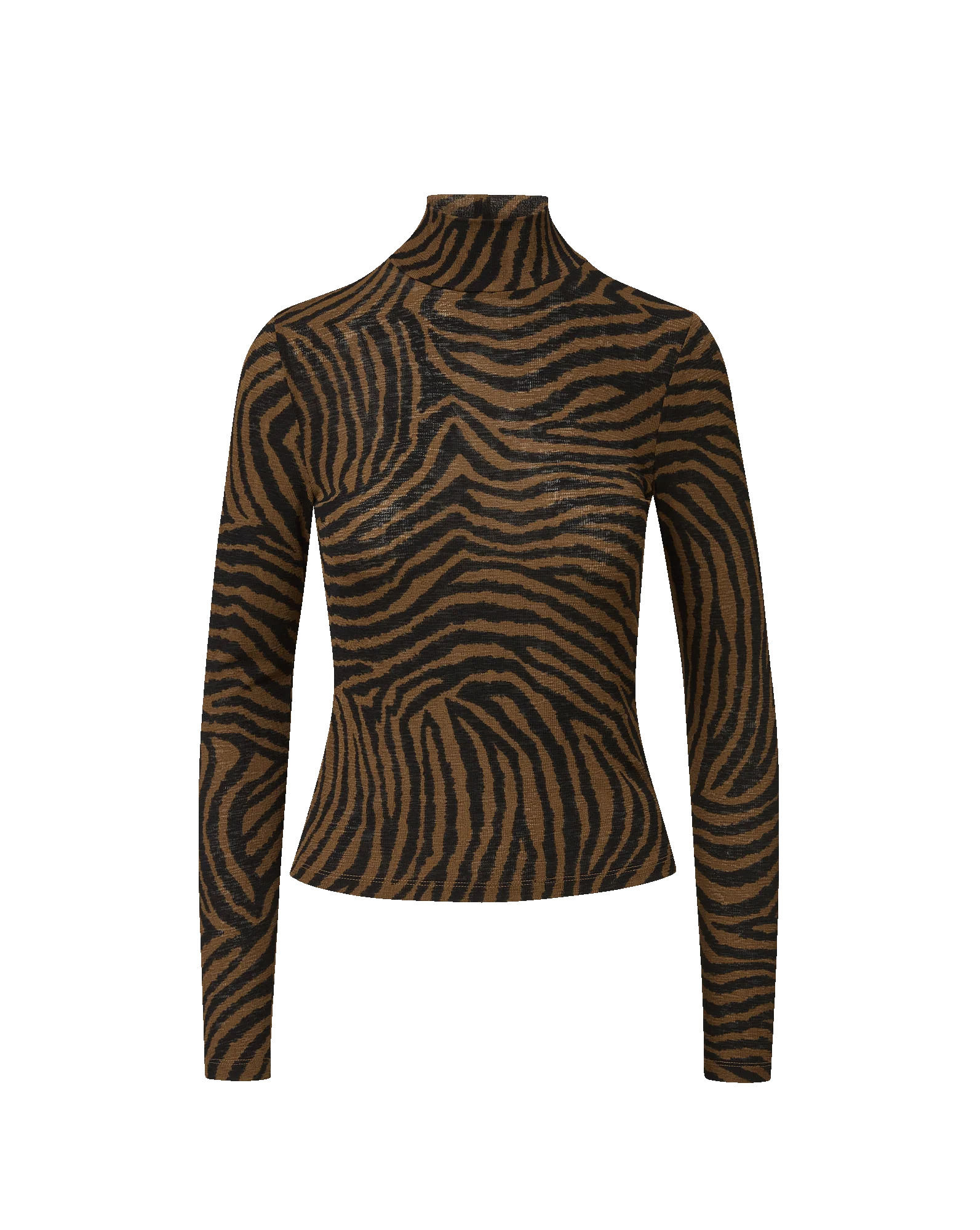 Wyeth Zebra Turtleneck Top in Ochre/Black