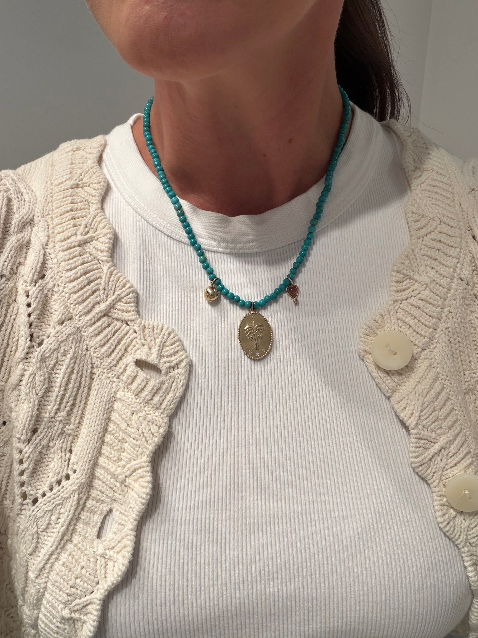 OAK Turquoise Beaded Necklace with Charms