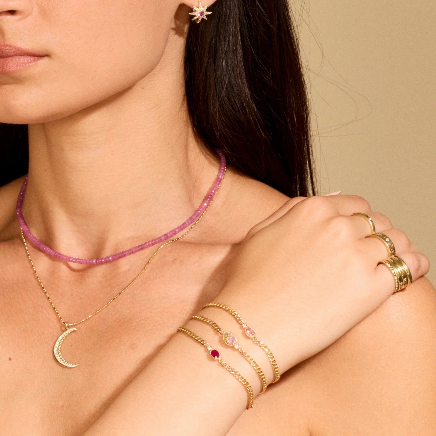 Pink Sapphire Faceted Beaded Necklace