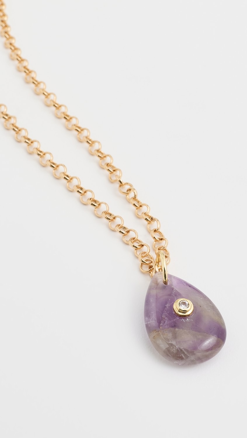 Celeste Pear Necklace Plum in Gold | 30"