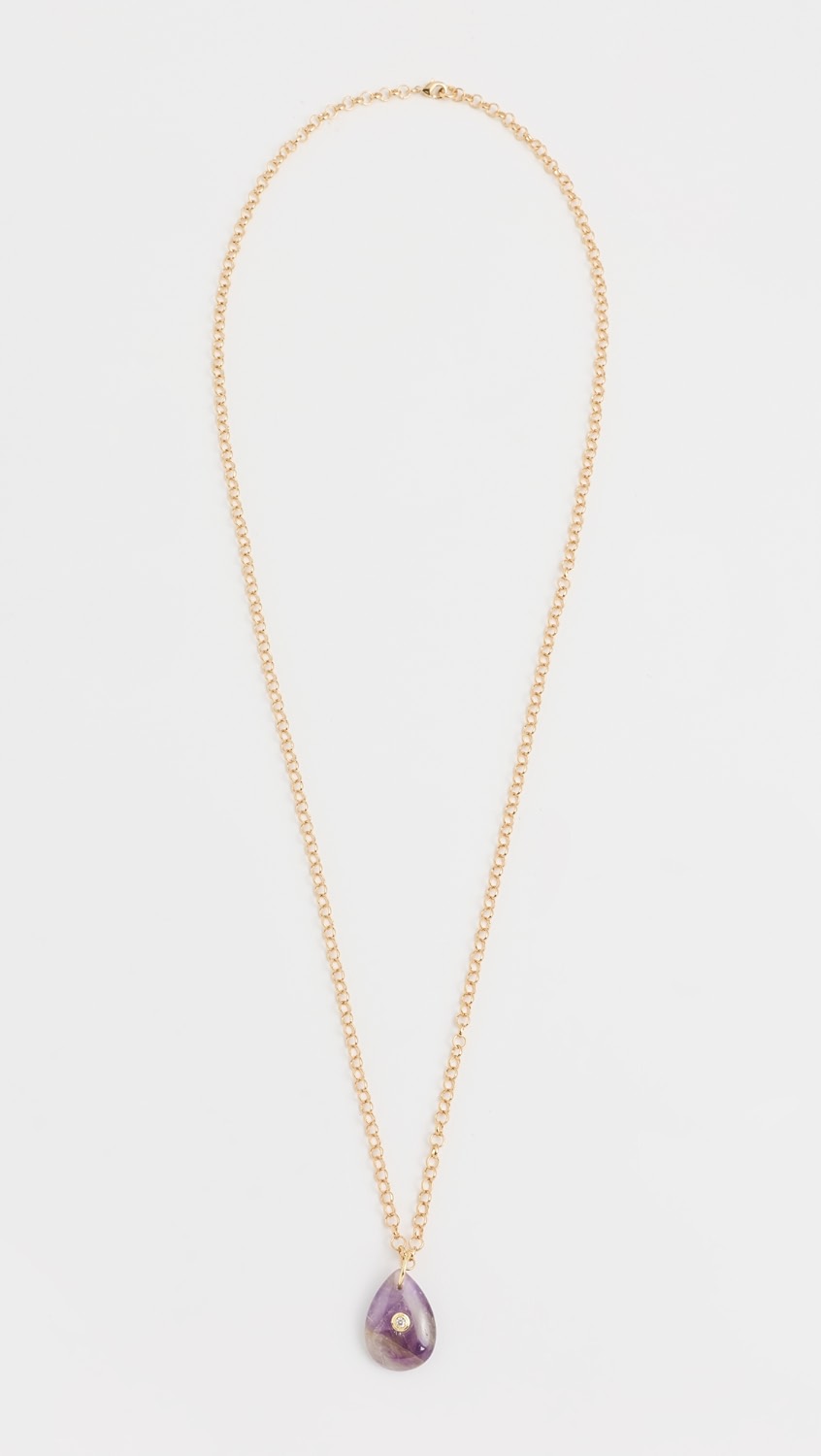 Celeste Pear Necklace Plum in Gold | 30"