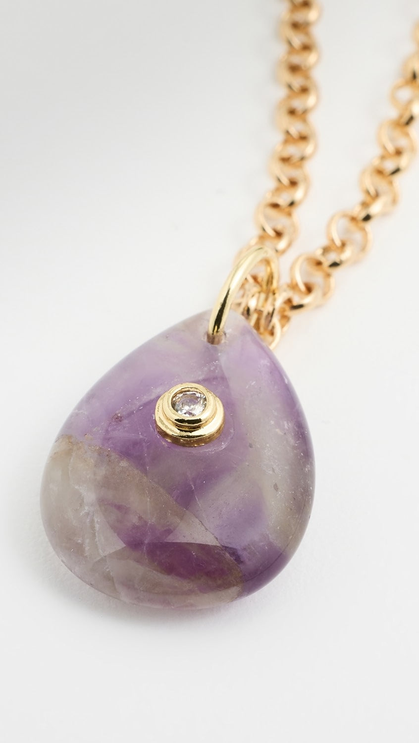 Celeste Pear Necklace Strawberry in Gold | 30"