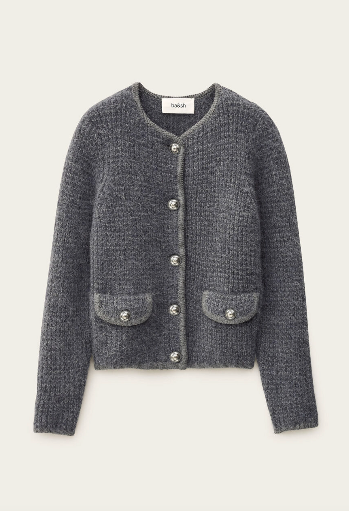Harry Textured Knit Cardigan. Anthracite