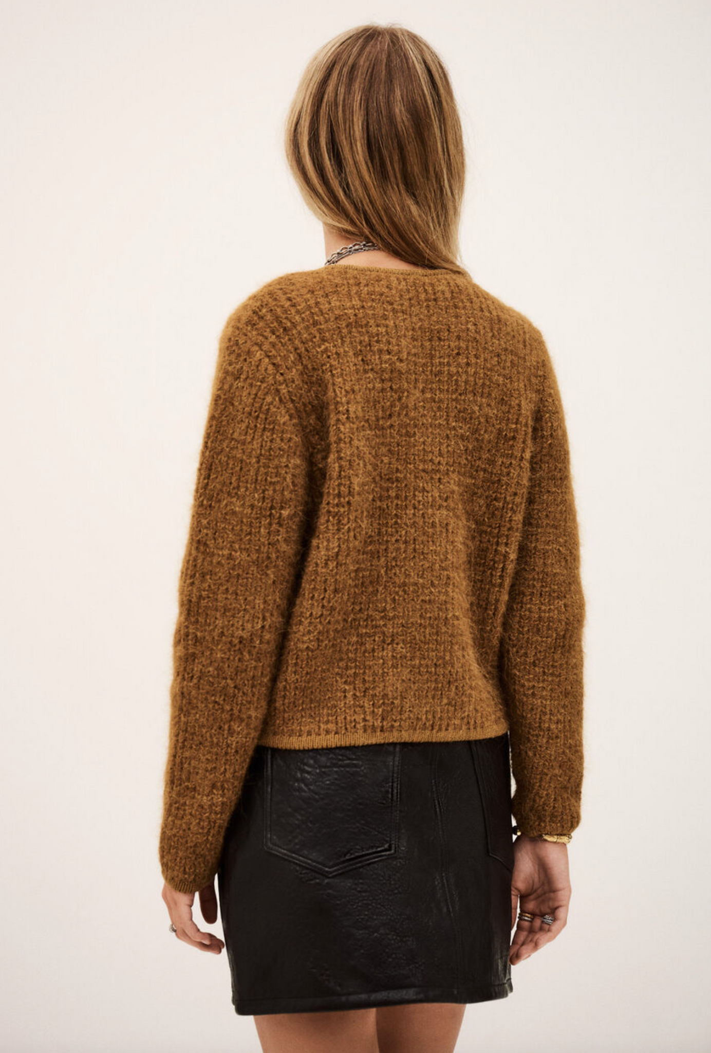Harry Textured Knit Cardigan. Bronze