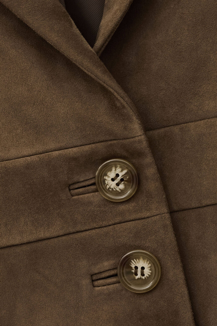 Morfeo Suede Leather Jacket. Olive