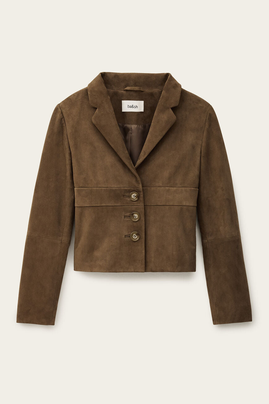 Morfeo Suede Leather Jacket. Olive