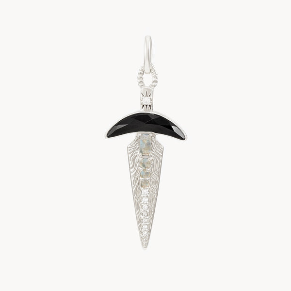 black onyx dagger charm in sterling silver
