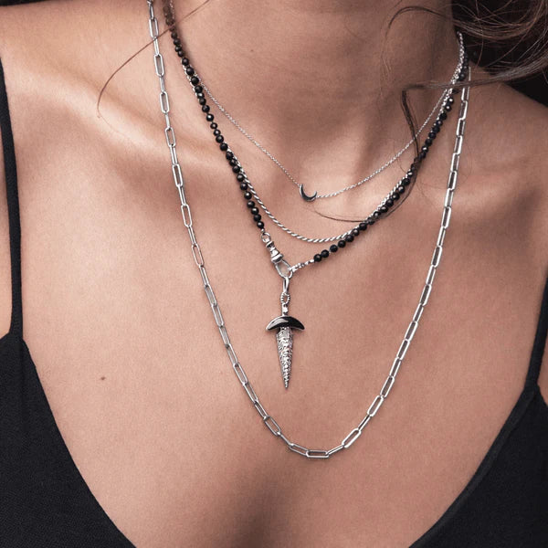 black onyx dagger charm in sterling silver