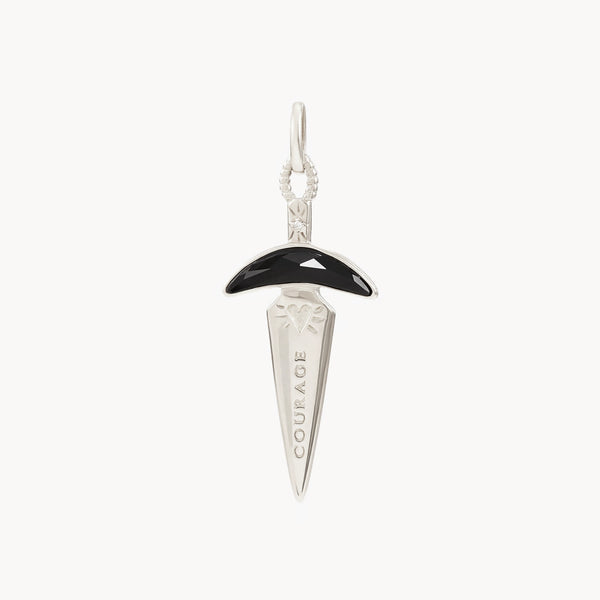 black onyx dagger charm in sterling silver