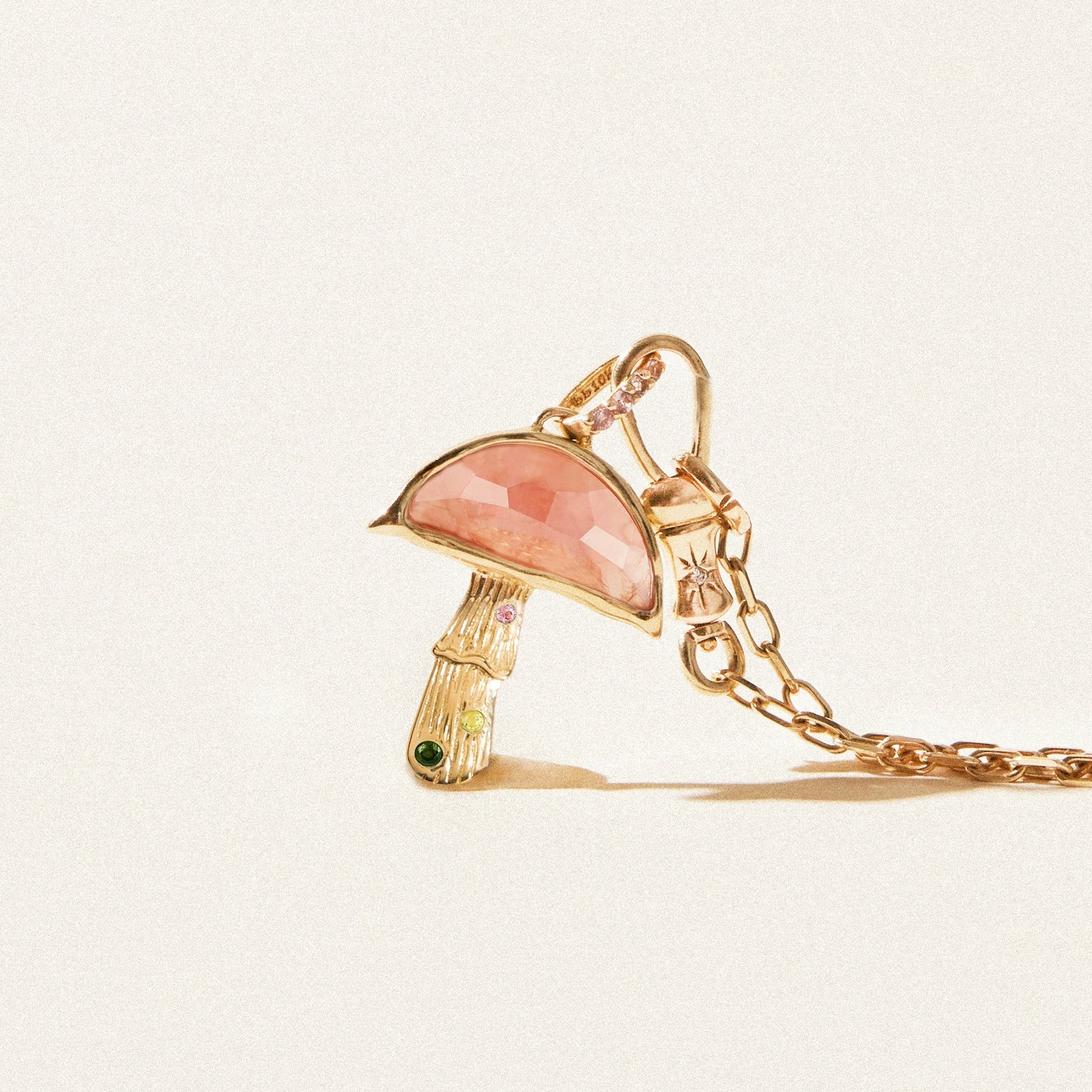 first blush mushroom charm in 10k yellow gold