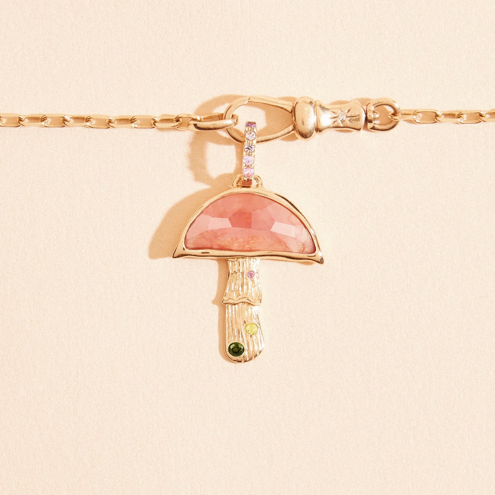 first blush mushroom charm in 10k yellow gold