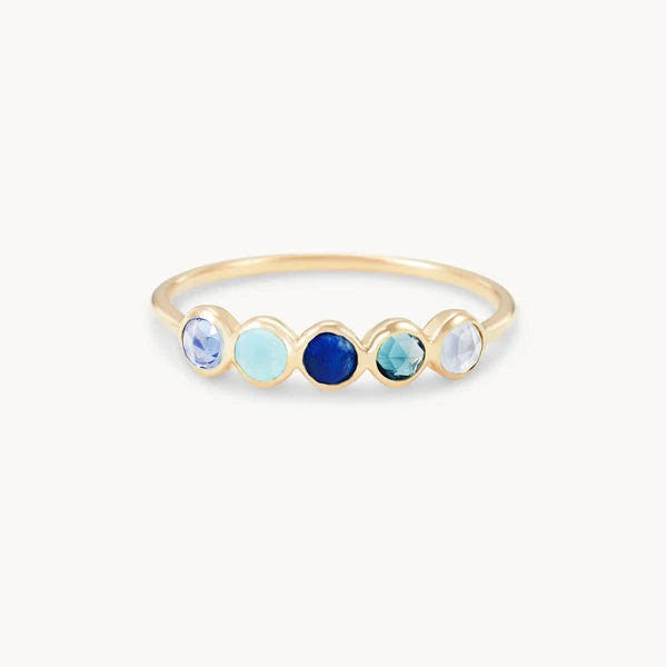 celestial blue five-stone mood ring in 10k solid gold