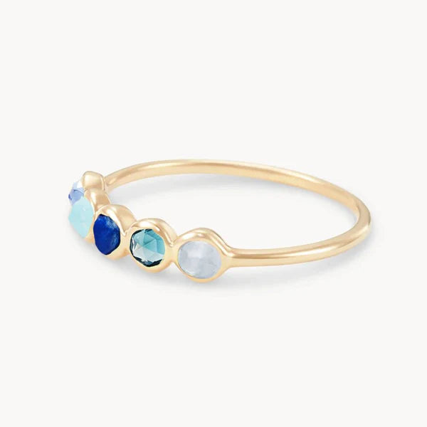 celestial blue five-stone mood ring in 10k solid gold