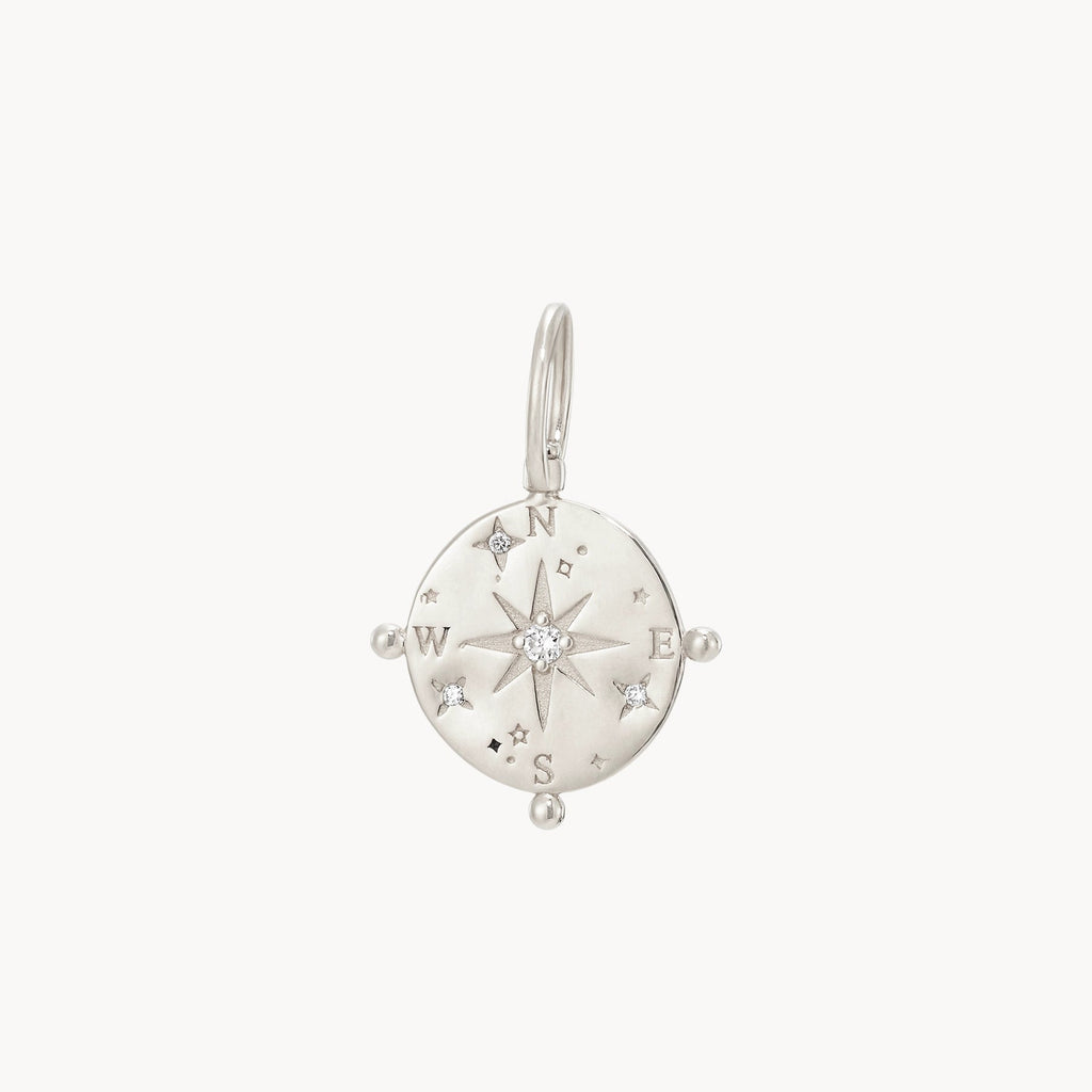 cosmic compass charm in sterling silver