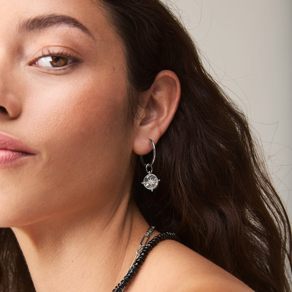 cosmic compass charm in sterling silver