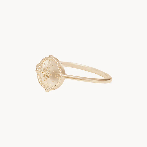 cosmic compass ring in 10k solid gold