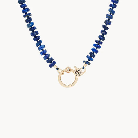 eye love you lapis beaded charm necklace in 10k solid gold