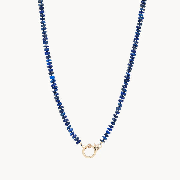 eye love you lapis beaded charm necklace in 10k solid gold