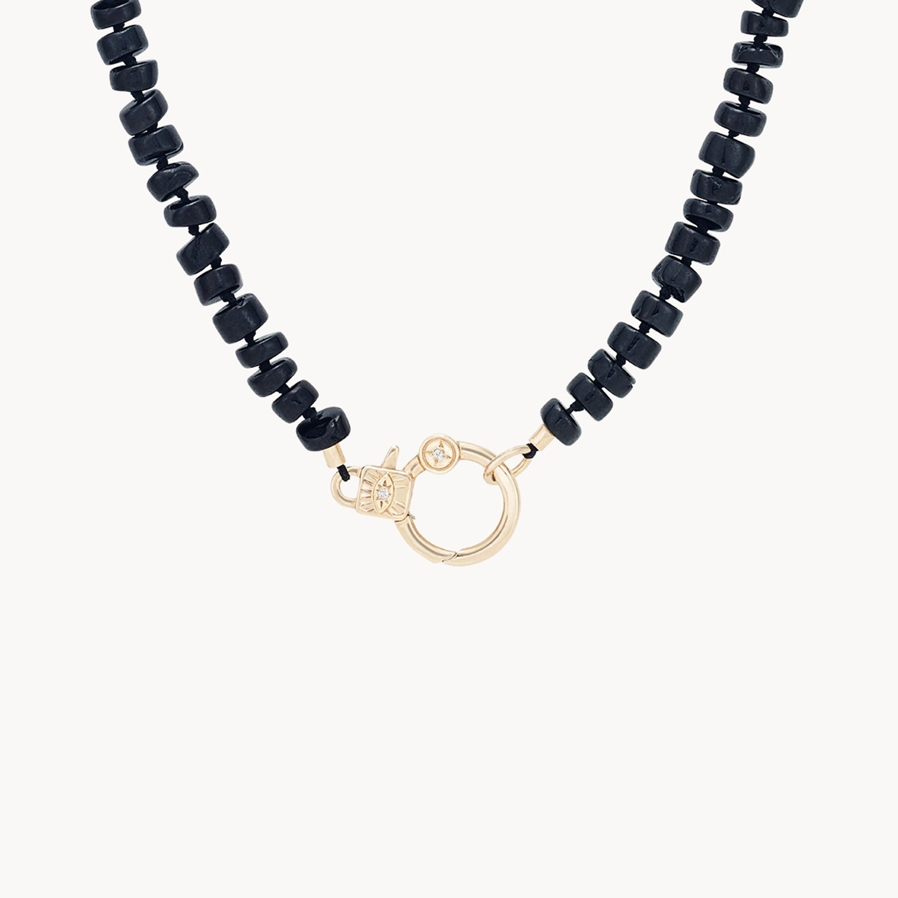 eye love you onyx beaded charm necklace in 10k solid gold