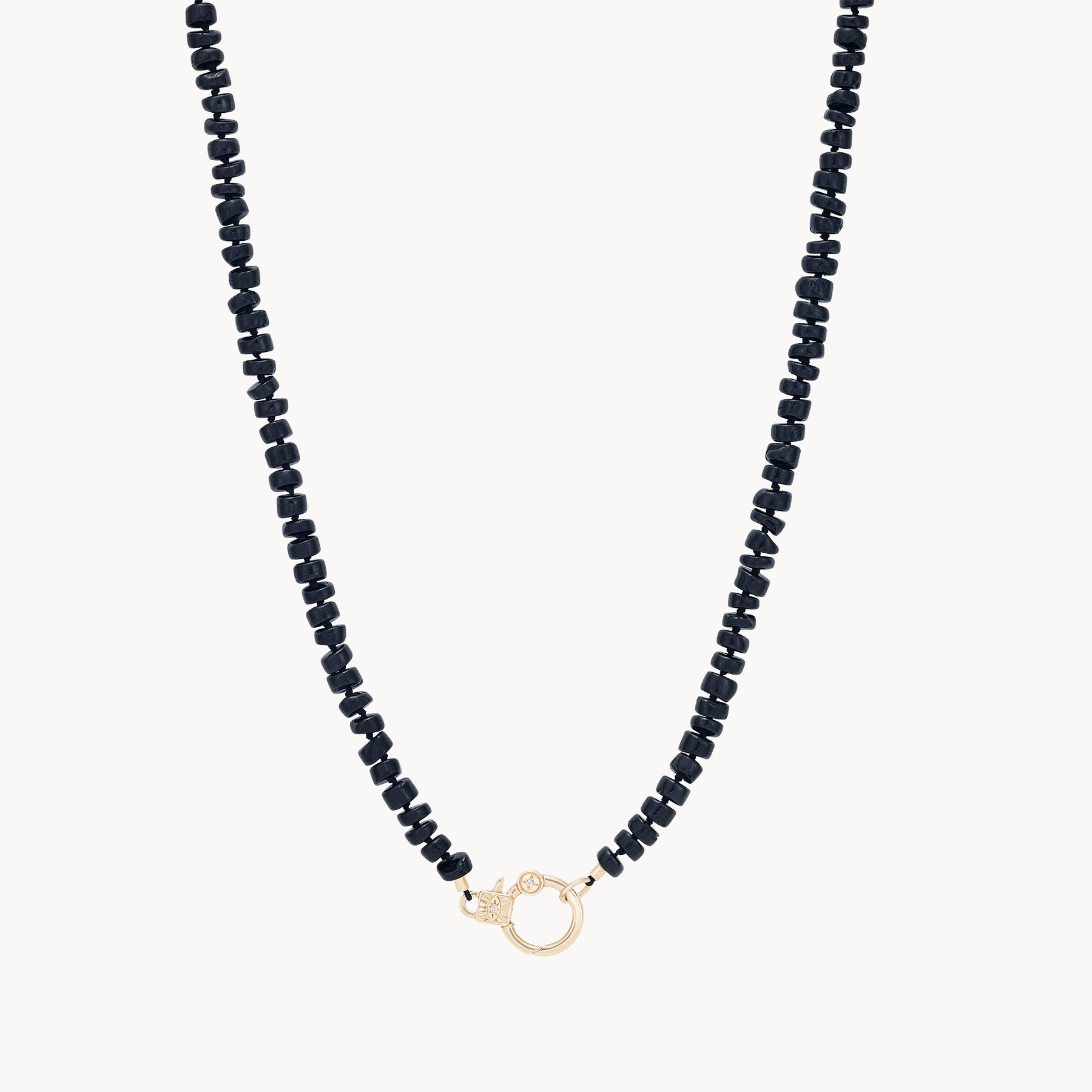 eye love you onyx beaded charm necklace in 10k solid gold