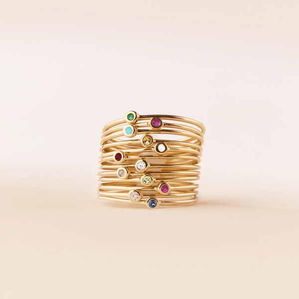 family february birthstone stacking ring in 10k solid gold