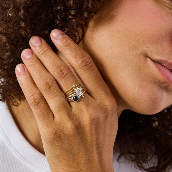 family january birthstone stacking ring in 10k solid gold