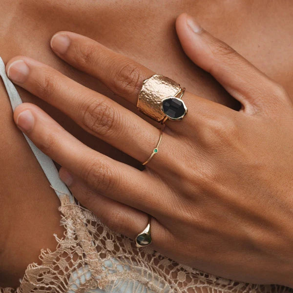 family may birthstone stacking ring in 10k solid gold