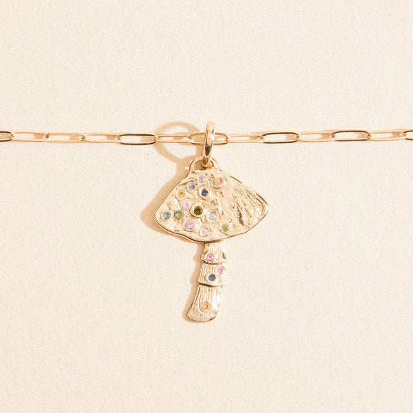 golden journey mushroom charm in 10k yellow gold